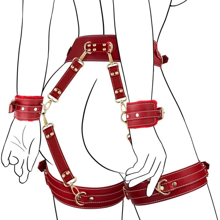 Leather Plush Bondage Set Handcuffs Sex Toys for Couples