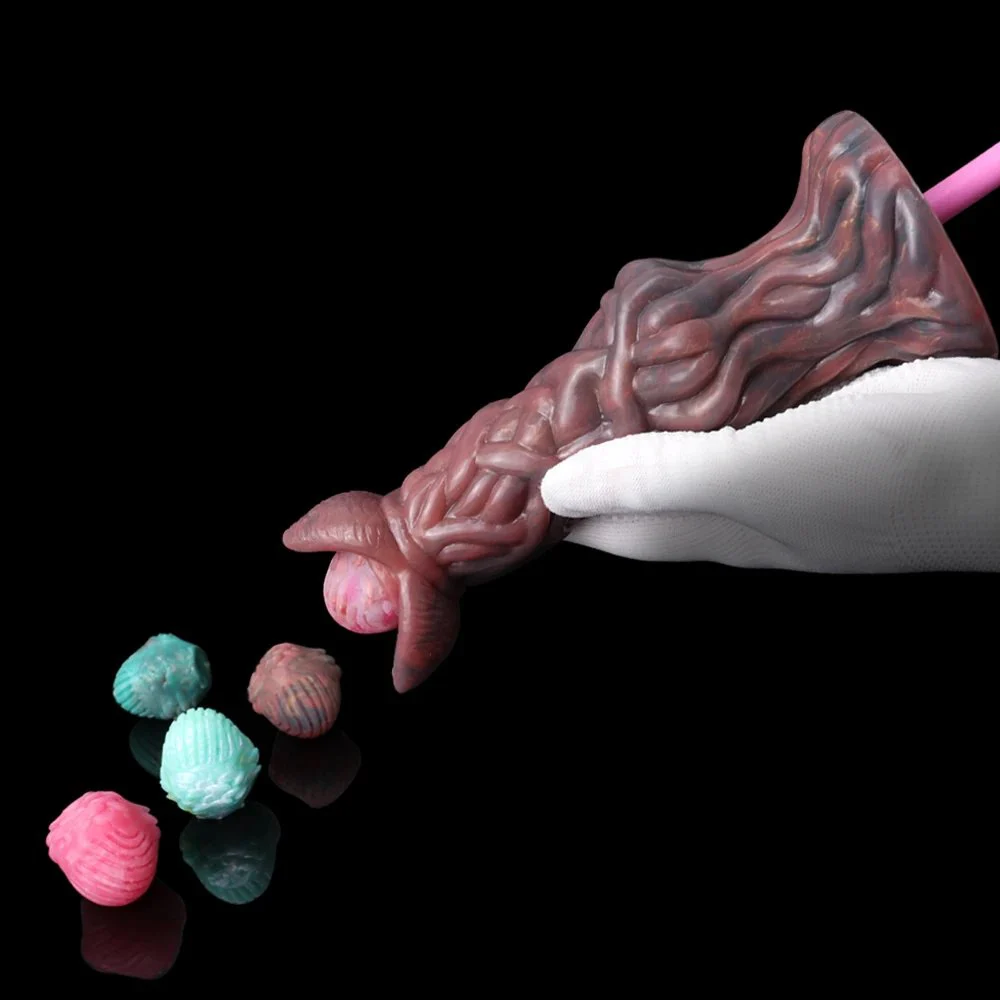 Ovipositor Dildo with Five Eggs Fantasy Creature Dildo Lay Eggs Adult Sex Toy for G-spot Anal Play