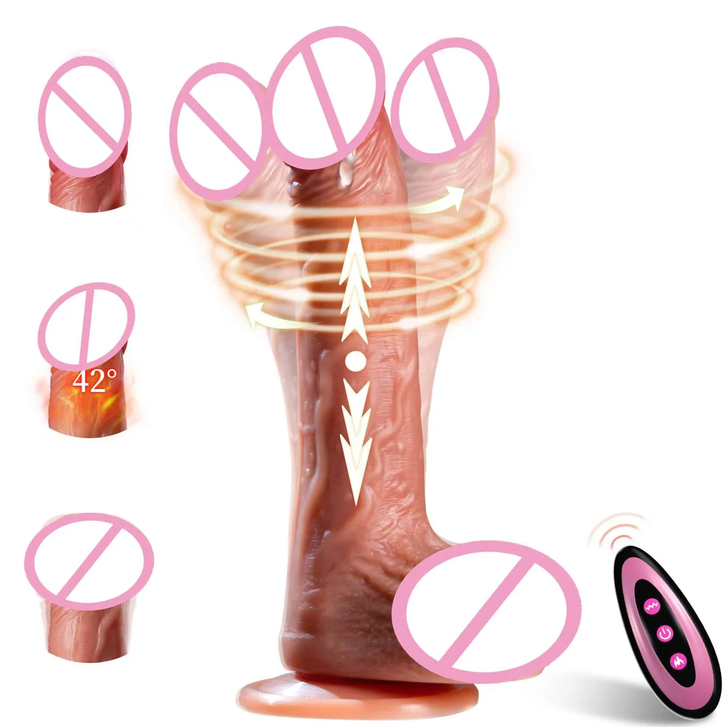 Remote Control Soft Silicone Realistic Penis G Spot Clitoris Stimulator Thrusting Swing Heating Dildo Vibrator Sex Toy for Women