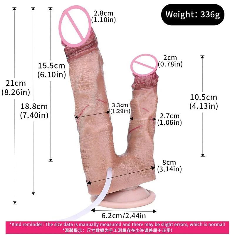 Dual Head Squirting Dildo with Syringe and air Pump Sex Toys Double Stimulation Experience Feeling Silicone