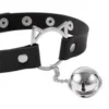 Hot Sexy Sm Bondage Fetish Cosplay Leather Metal Tassel Bell Pendant Hollow Cat Ear Rivet Necklace Choker