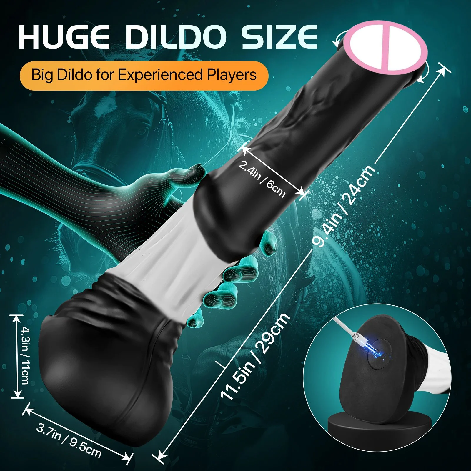 Remote Control Vibrating Soft Silicone Horse Animal Anal Dildo 30cm Thrusting Dragon Monster Adult Sex Toy
