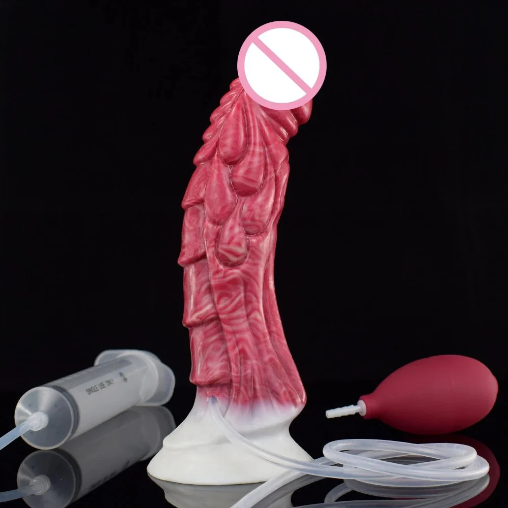 Ejaculation Realistic Dildo Sex Toys for Women Soft Flexible Silicone Animal Cock Penis Squirting Dildo with Scuction Cup