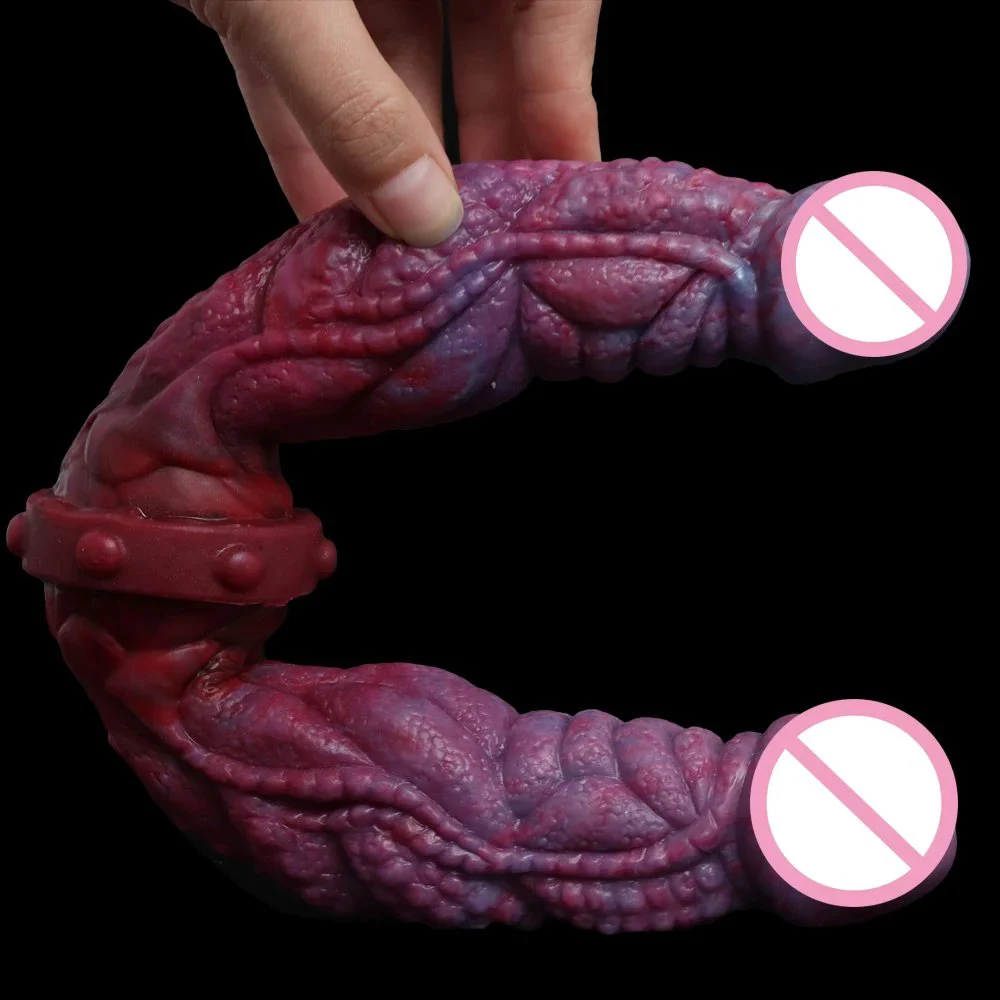 Female Sexual Toy Rubber Penis Fantastic Double Head Animal Dildo for Lesbian