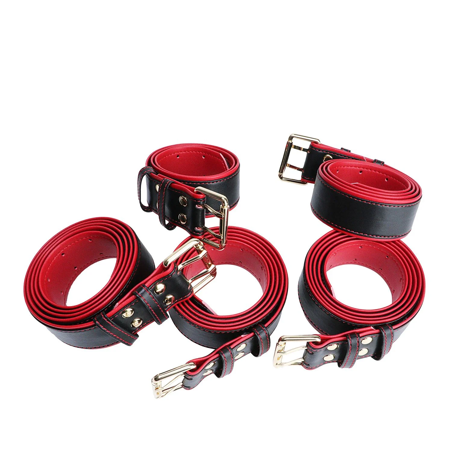 Body Combination Restraint Leather Belt,Leather Ankle Restraint, Collar Leather Metal Chain, Fetish Sex Toys