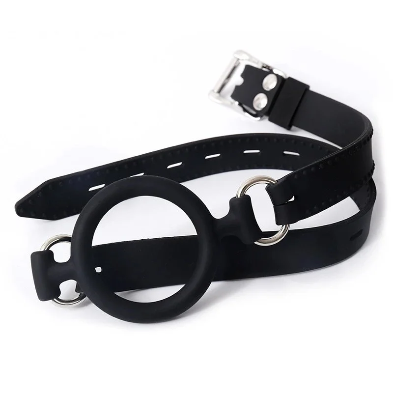 Bondage Slave Sex Toys Leather Belt SM Deep Throat Open Mouth Gag Ball Soft Silicone O Ring Mouth Gag