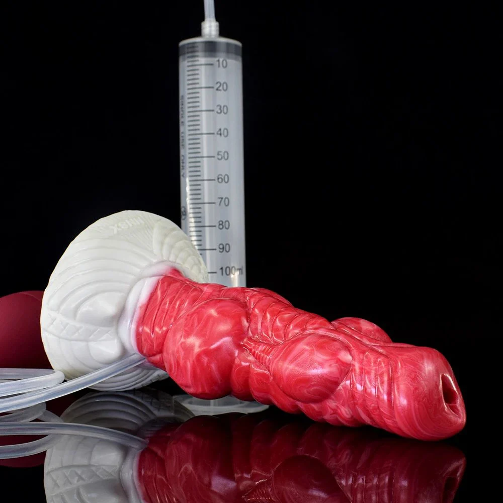 Ejaculation Dog Dildo with Suction Cup 4 Knots Scale Animal Squirting Penis Fantasy Dick Masturbation Butt Plug Sex Toy