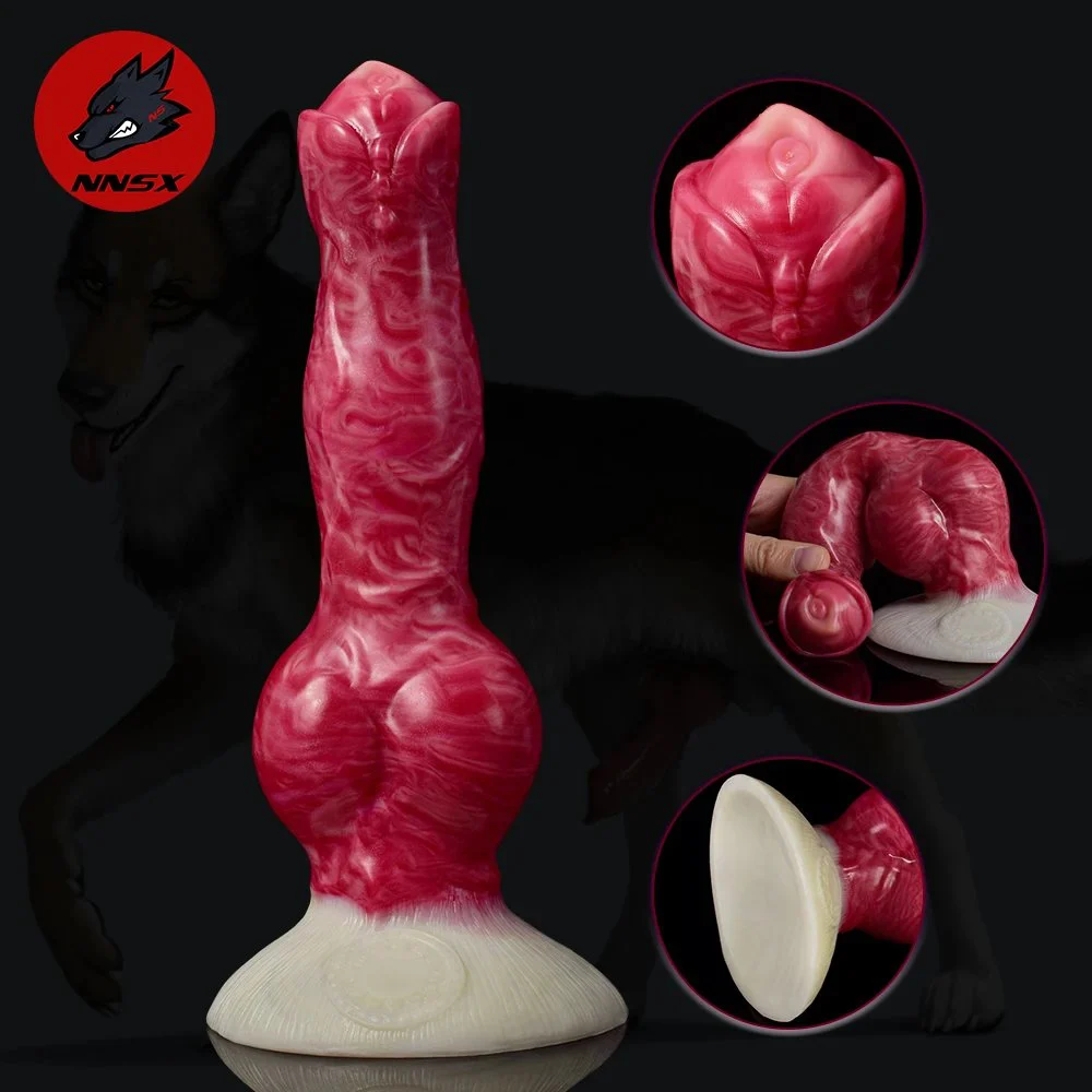 Red Color Animal Dog Knot Dildo Vagina Anal Sex Toys Silicone Artificial Penis for Beginners