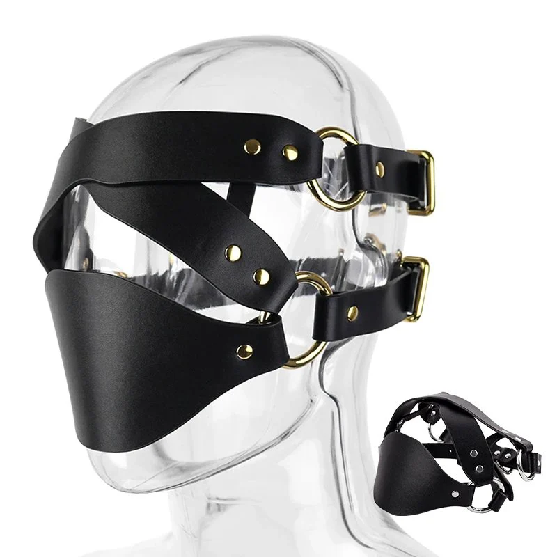 Cosplay Leather Mask Couple Flirting Face Shield Fetish Adult Head Bondage Harness Sexy Tool Party Game Dress up Sex Toys