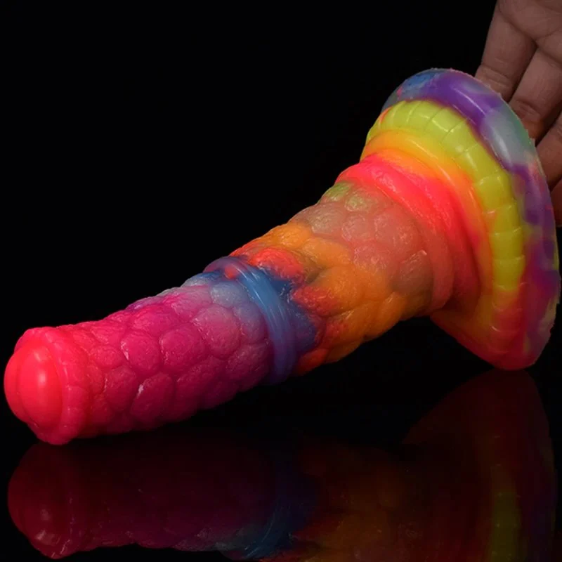 Glow in Dark Dildo Colorful Health Sex Toy Luminous Silicone Monster Dildo Soft and Flexible Sex Tool Freaky
