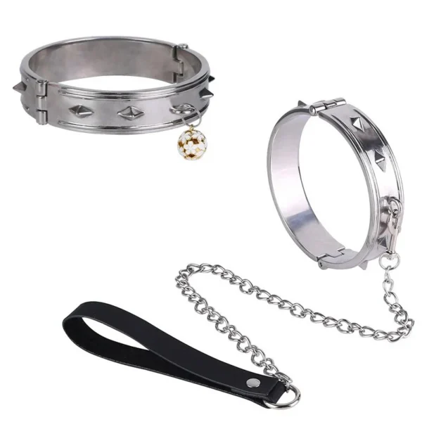Diamond Spire Premium Leather Adjustable Collar for Submissive Play with Spikes & Metal Buckle