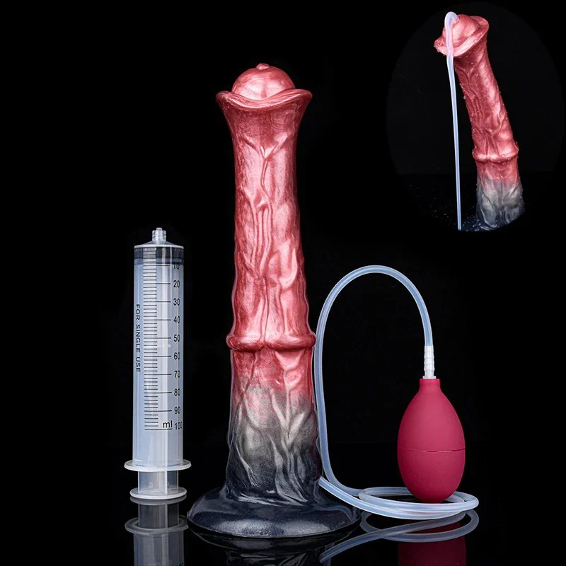 Fantasy Squirting Horse Mustang Pegasus Monster Adult Anal Sex Toys with Cum Tube Silicone Dildo Support
