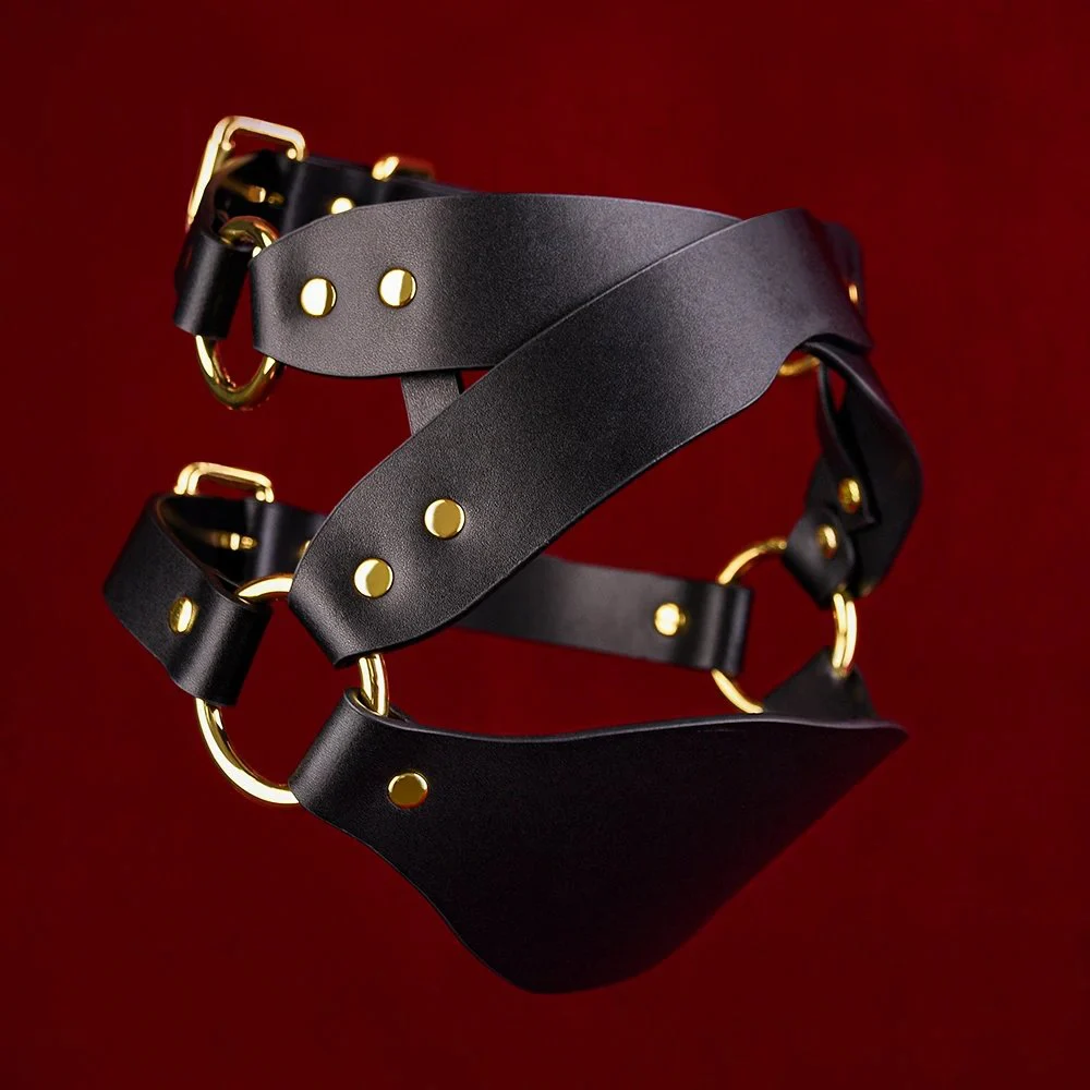 Comfortable Leather Mask with Adjustable Straps Two Colors Available for Fetish Role Play