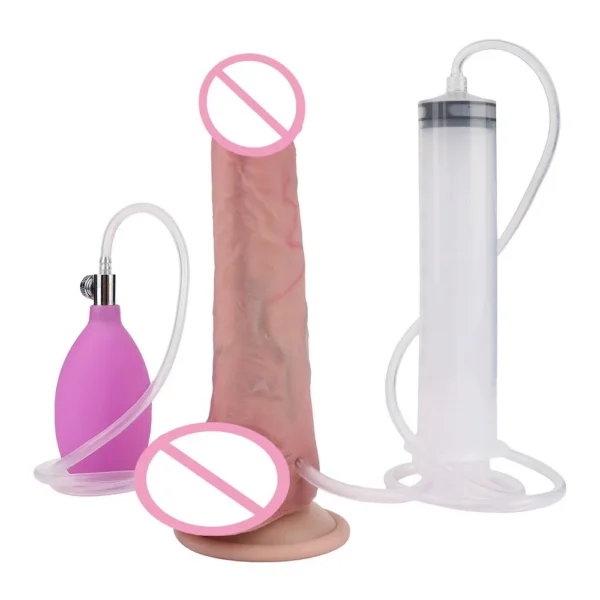 Ejaculation Dildo Inflatable Water Spray Silicone Artificial Penis Female Masturbator Simulation Sex Dildo