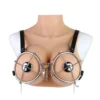 Fetish Chest Diamond Shield Metal Stainless Steel Chest Helmet PU Leather Bondage Couple Flirting Sex Toys
