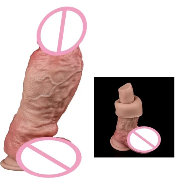 Realistic Thick Dildo 8.6'' Inches Giant Anal Plug Dildos Double Layered Silicone Penis Premium Sex Toys with Strong Suction Cup