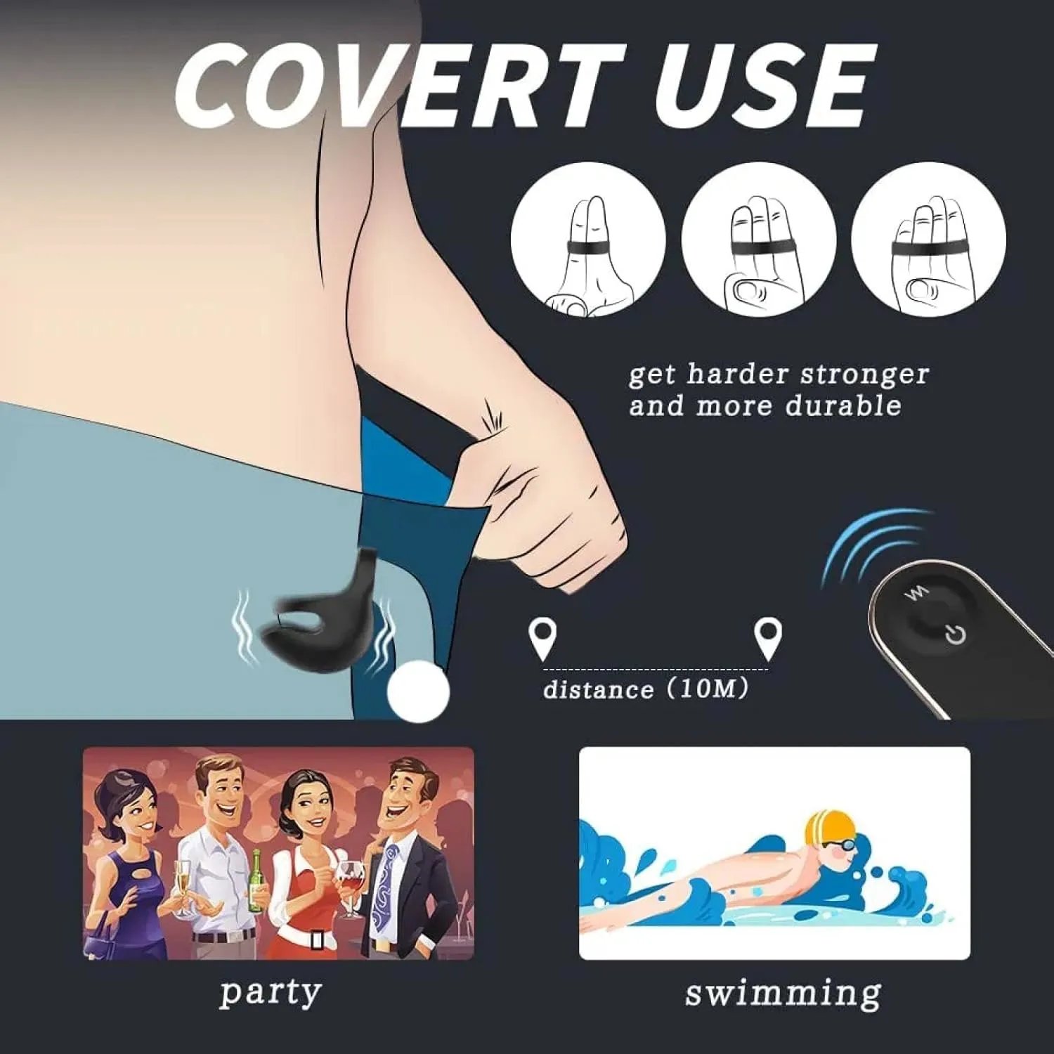 Vibrating Penis Ring Cock Ring Vibrators 100% Waterproof Delay Ejaculation Adult Male Masturbator