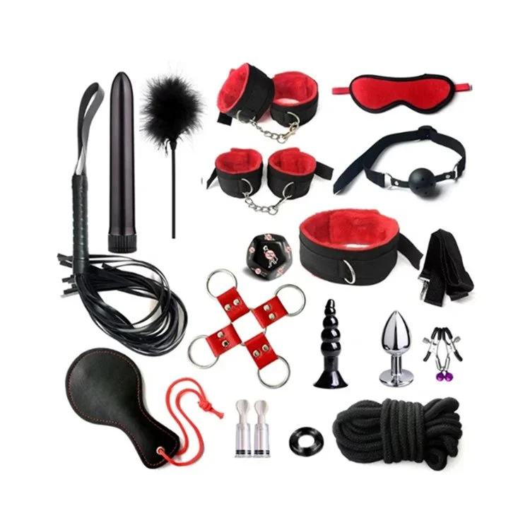 Erotic Sex Toy for Couples Adult Games 17PCS Bondage Restraints Kits Sex Handcuffs Whip Anal