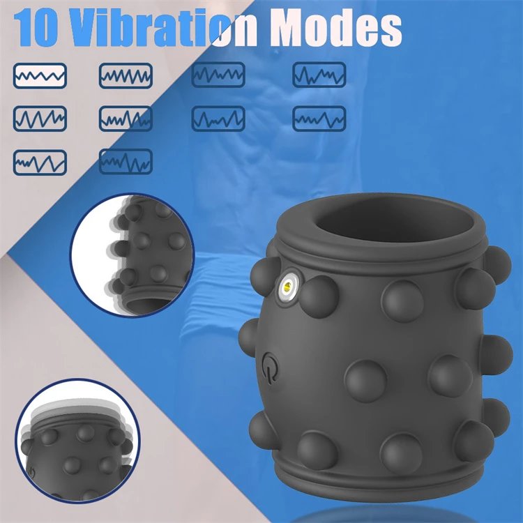 USB 10 Modes Delay Ejaculation Silicone Penis Ring Male Glans Masturbation Vibrating Cock Ring Sleeve