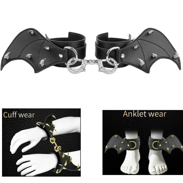 Handcuffs + Ankle Cuffs Set Leather Material for Enhanced Sensation Adult Novelty for Couples Roleplay