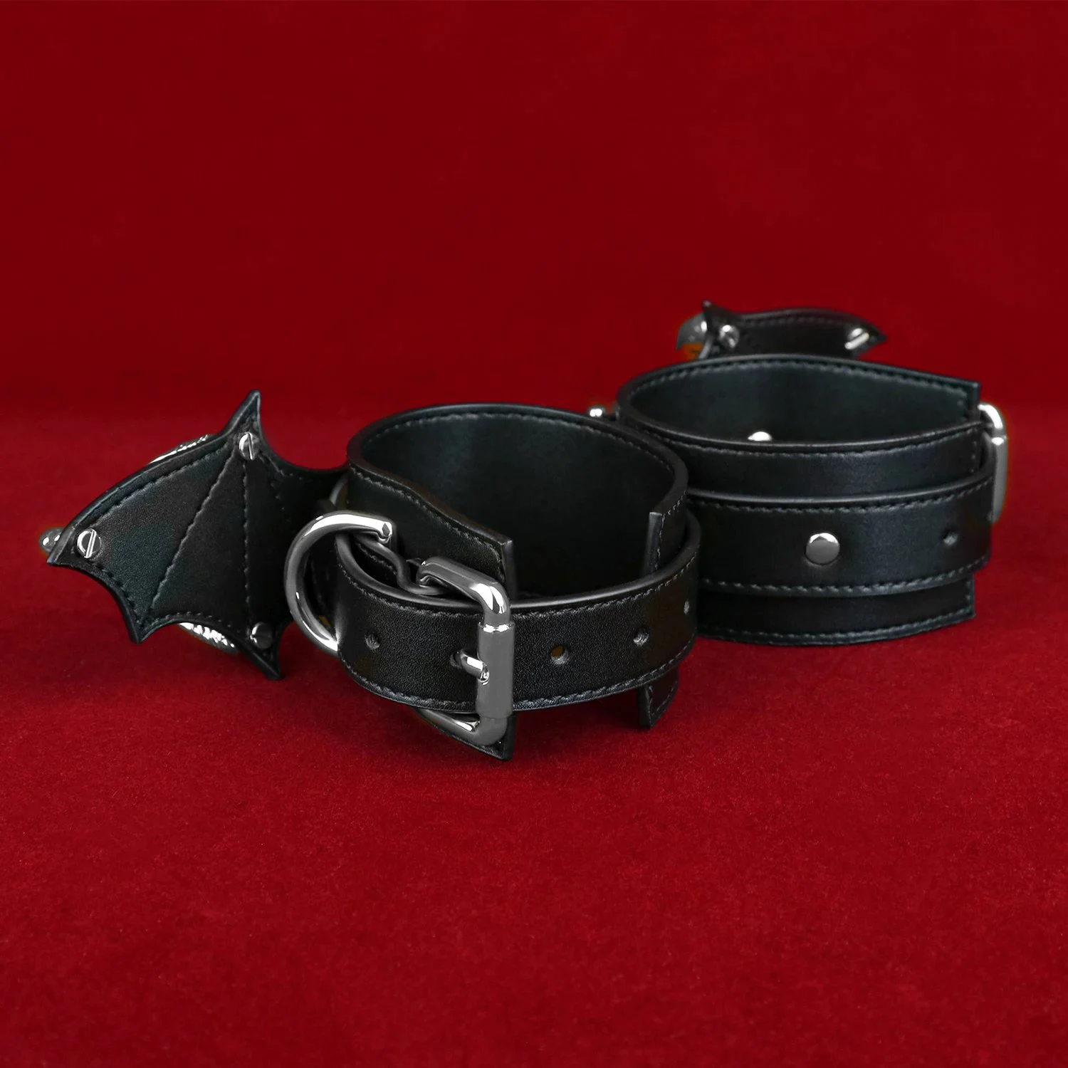 Handcuffs + Ankle Cuffs Leather Bondage 2-Piece Set Available in 2 colors Submissive's Game Prop