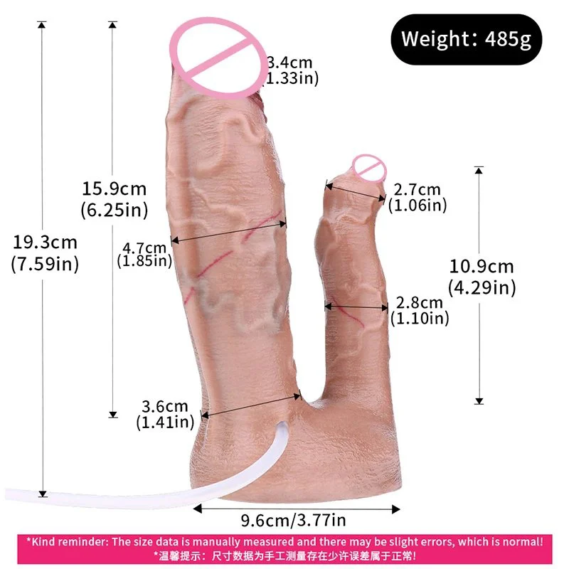 Double Head Squirting Dildo Double Stimulation Sucker Dildo Adsorption Belly Simulation Silicone Sex Toys