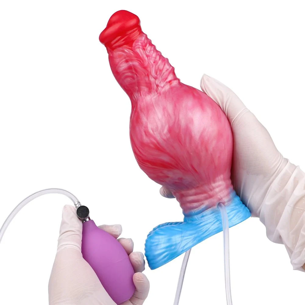 Dog Dildo Squirting Inflatable Anal Plug with Big Knot G-spot Stimulator Ejaculation Penis Silicone Adult Toy for Man Women
