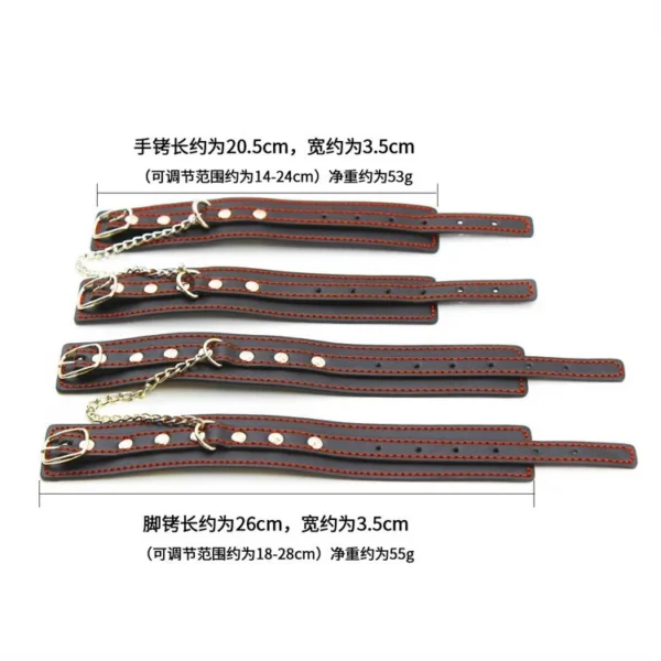 PU Leather Sex Toy Handcuffs Ankle Cuffs with Chains
