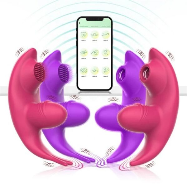 Wi-Fi Controlled 9-Frequency Dildo Invisible Clit G-Spot Sucking Panty Vibrator Female Sex Toys