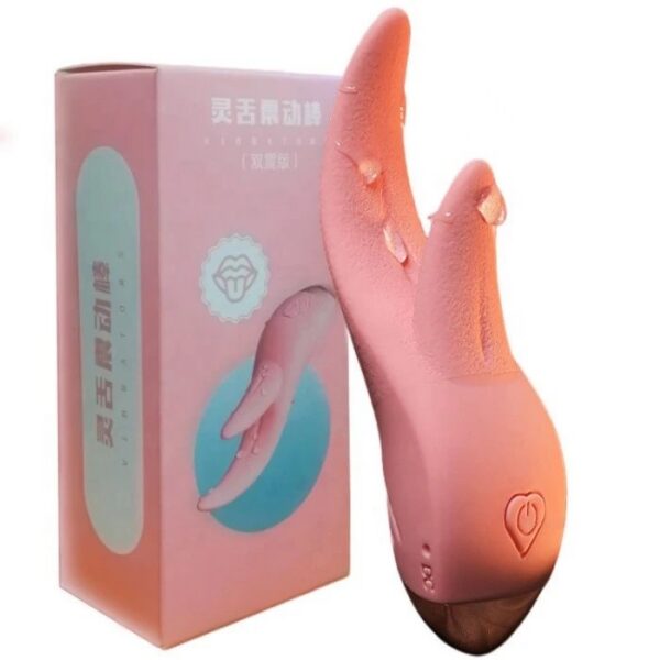 Women's Dual Tongue Vibrator with 10 Frequencies Realistic Clitoris Stimulation Product