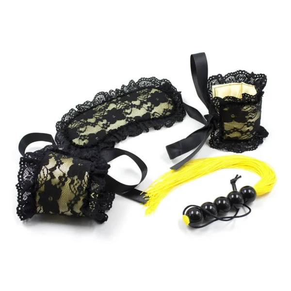 Silicone Bondage Whip Eye Cover Handcuffs Suit for Couples' Sex Toys
