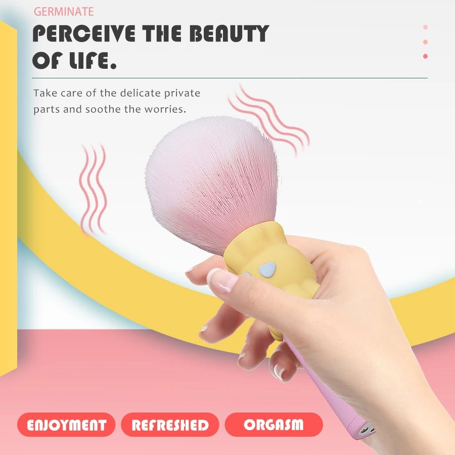Women's Mini Makeup Brush AV Wand Silicone Dildo Adult Sex Toys with Vibration for Female Masturbation