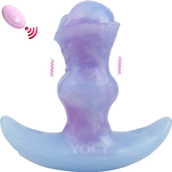 Silicone Horse Anal Dildo with Gag Strap-On 10 Modes Remote Control Vibrator for Men Fox Butt Tail Design Sizes S M L