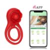 APP Controlled Men's Pleasure Penis Ring Vibrator with 10 Vibrations Cock Ring with Rose Clitoral Stimulating