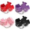 PU Leather Restraint Sexy Handcuffs With Fur Sex Male Sex Bondage Noverty Fetish Games of Desire Furry Handcuffs