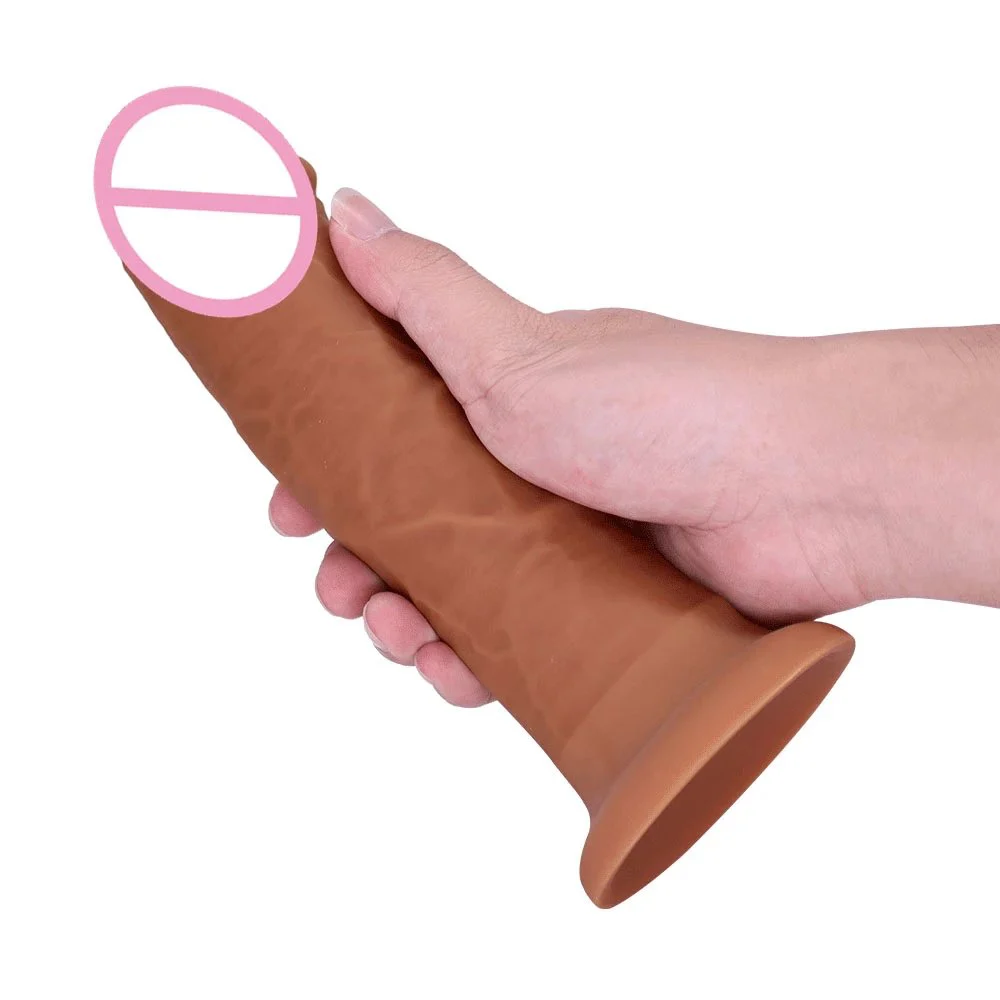 Flesh Female Masturbation Toys Eggless Huge Big Penis Dildo Soft Realistic Silicone Dildo Para Mujer with Strong Suction Cup