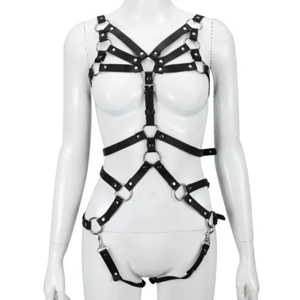 Mens Soft Leather Adult Sex Toys Flirting Harness Clothes with Sex Leather Collars
