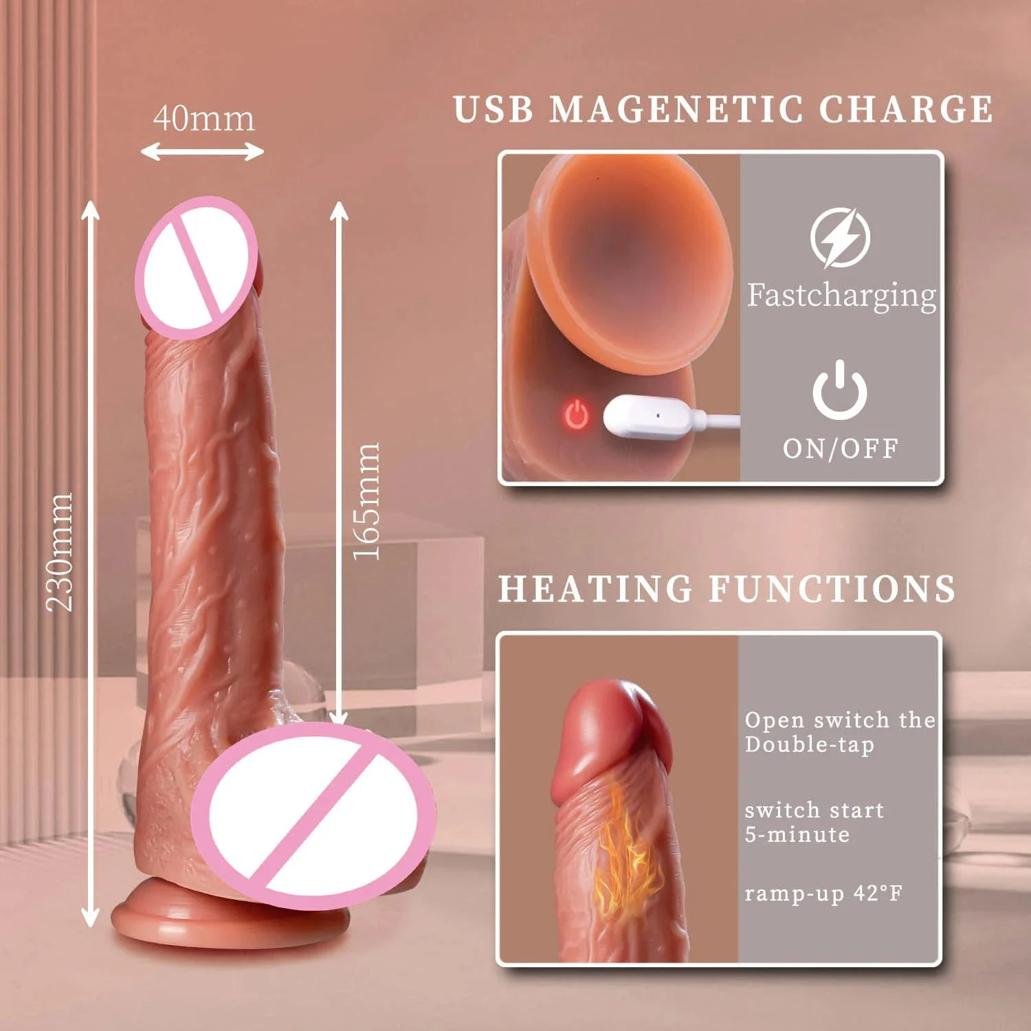Remote Control Soft Silicone Realistic Penis G Spot Clitoris Stimulator Thrusting Swing Heating Dildo Vibrator Sex Toy for Women