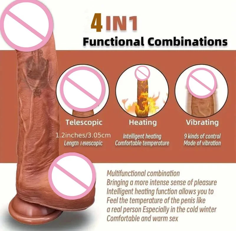 Remote Control Liquid Silicone Heating Sex Toys Realistic Clitoris Dildo Thrusting Vibrators for Women Masturbators