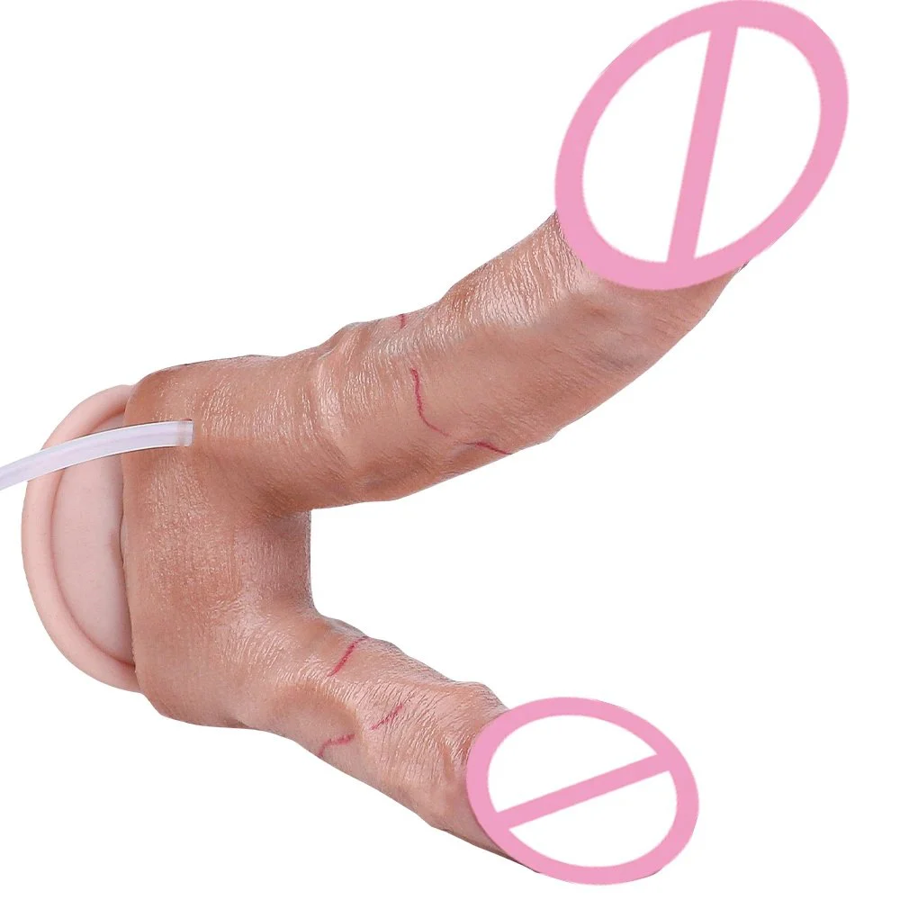 Dual Head Squirting Dildo with Syringe and air Pump Sex Toys Double Stimulation Experience Feeling Silicone