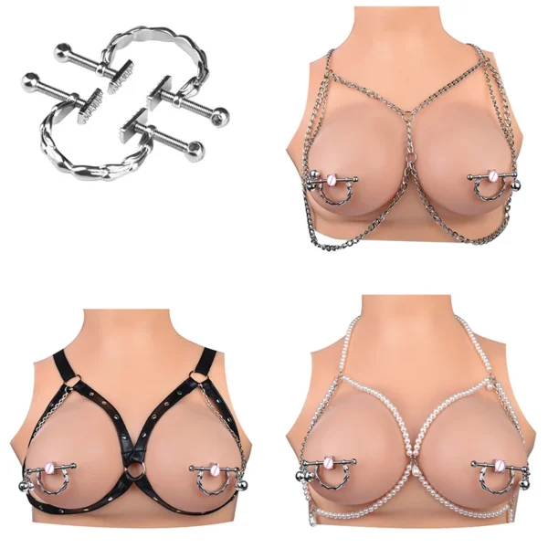Nipple Clamps with Chain Non-Piercing Nipple Clamps for Women Breast Sexual Pleasure Nipple Clips for Women Men Couples