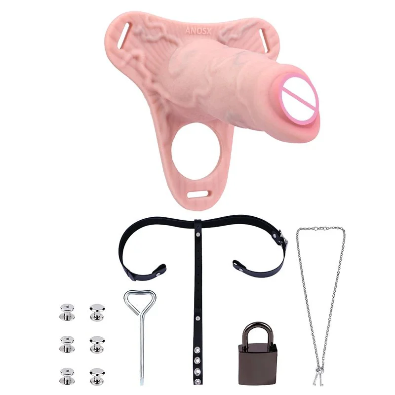 Penis Cage Male Penis Wearable Dildo Suitable for Games Sex Toy Silicone Penis Chastity Lock