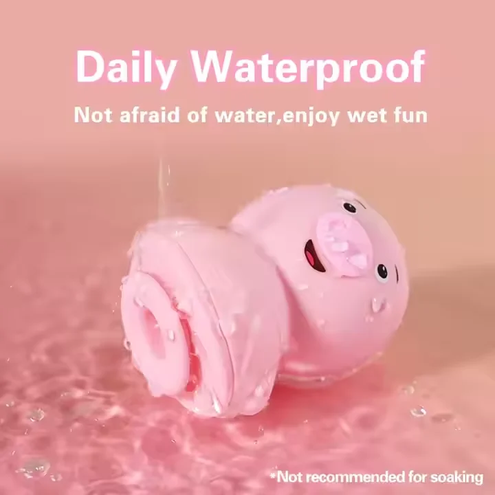 Sexy Cute Pig Clitoris Tongue Licking Silicone Vibrator Clit Nipple Massager Fast Orgasm USB Rechargeable 6-Speed Waterproof