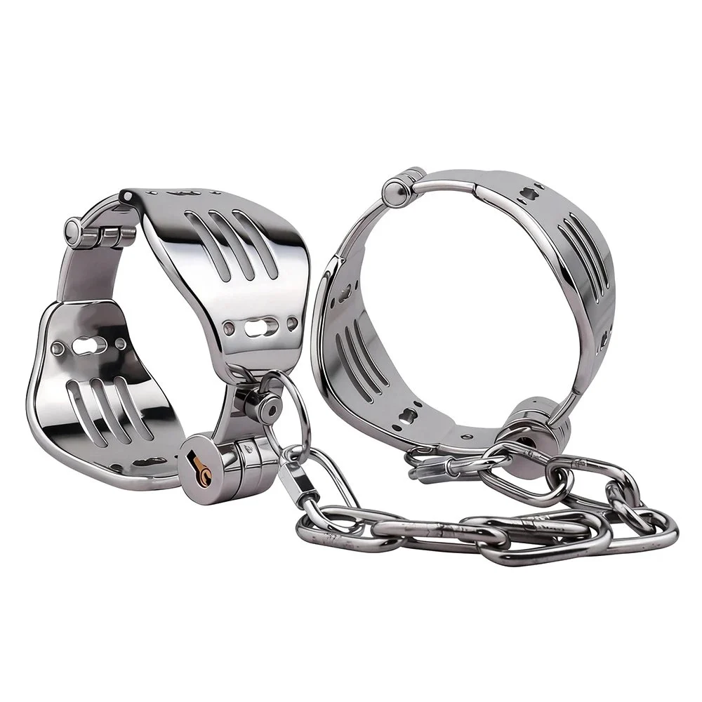 Metal Wrist & Ankle Cuff Chrome Plated Stainless Steel Wrist Cuff Anklet Metal Restraint Gear for Bondage Play Adult Sex Toys