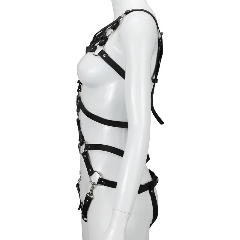 Mens Soft Leather Adult Sex Toys Flirting Harness Clothes with Sex Leather Collars