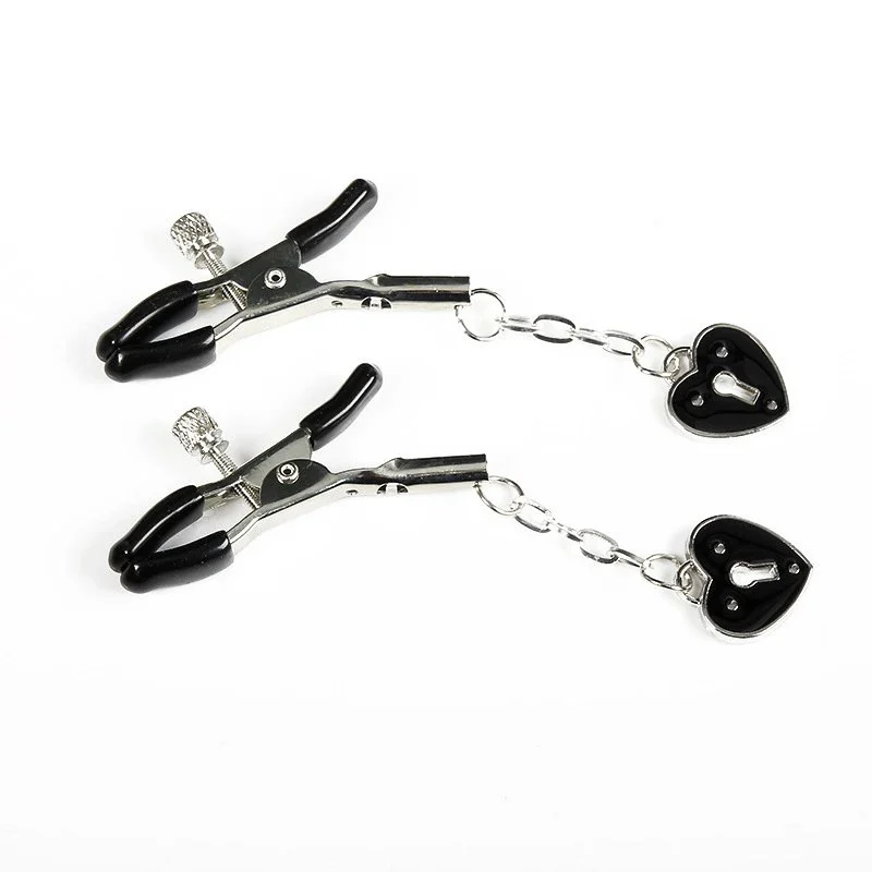 Metal heart breast clip sex toy breast clip couple training flirting breast clip adult product