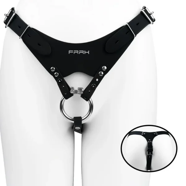 Multi-functional Restraint Harness with Shoulder Straps for Wearing Dildos PU Synthetic Leather Bondage Product