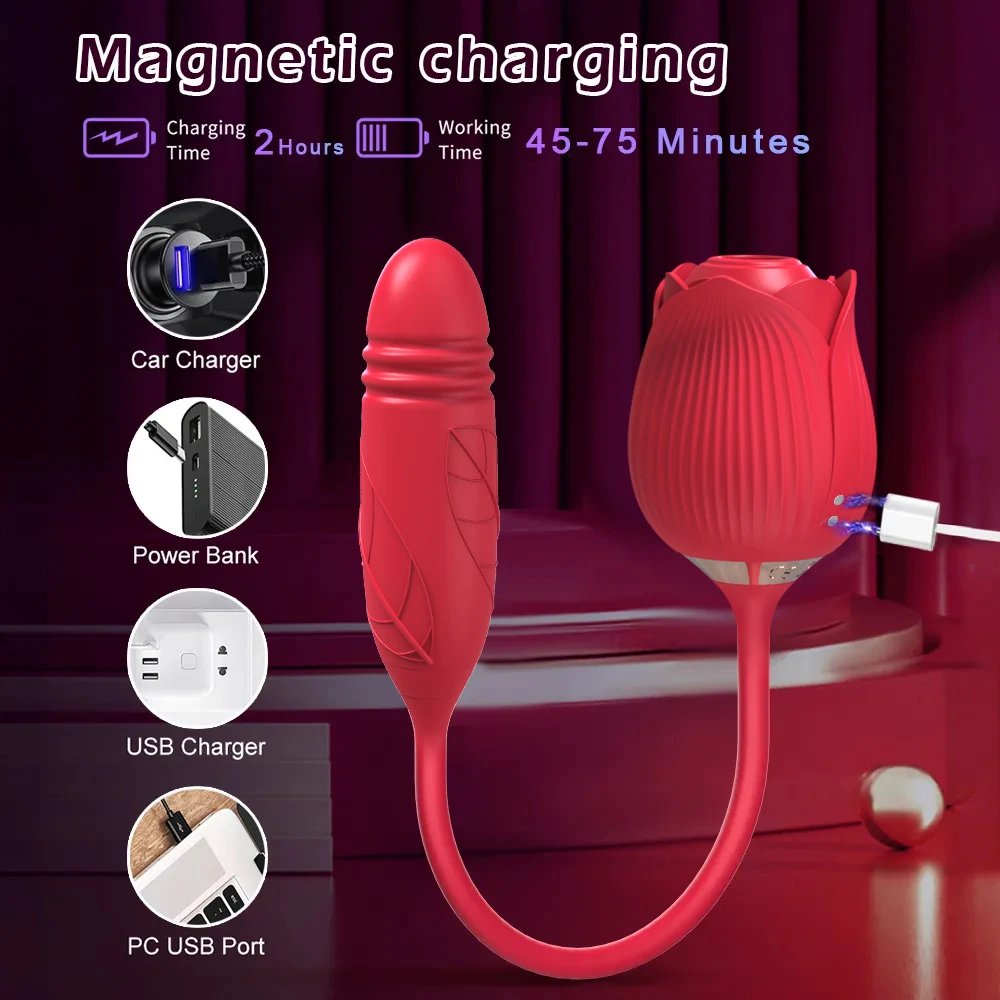 Waterproof Silicone Clitoral Sucking Vibrator Rose Sex Toys Adult Product for Woman