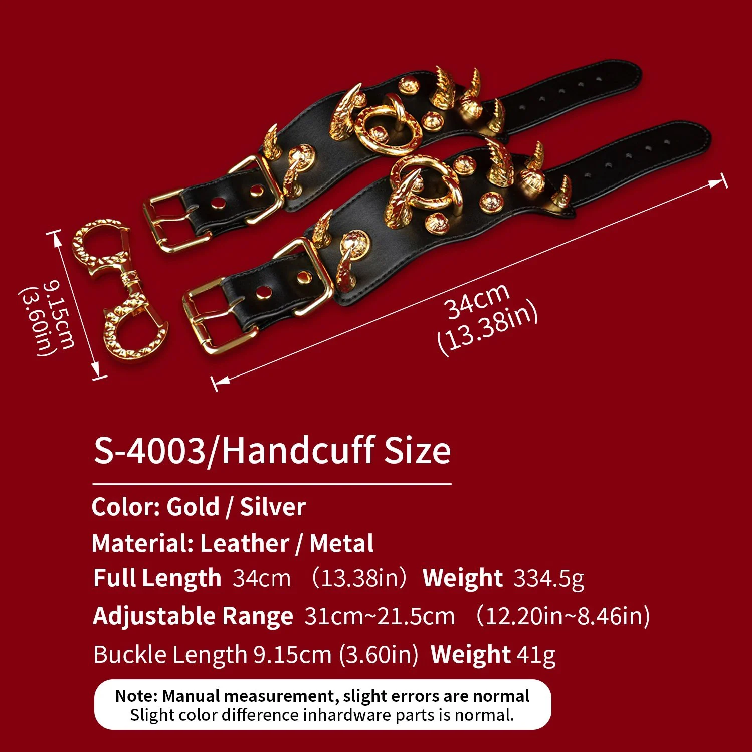 Moon Eclipse Wolf Leather Handcuffs for Adjustable Roleplay Submissive Restraints