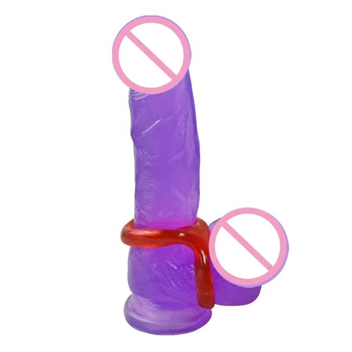 Men's TPE Stretchable Double Cock Ring Sex Toy for Delay Ejaculation Penis Rings
